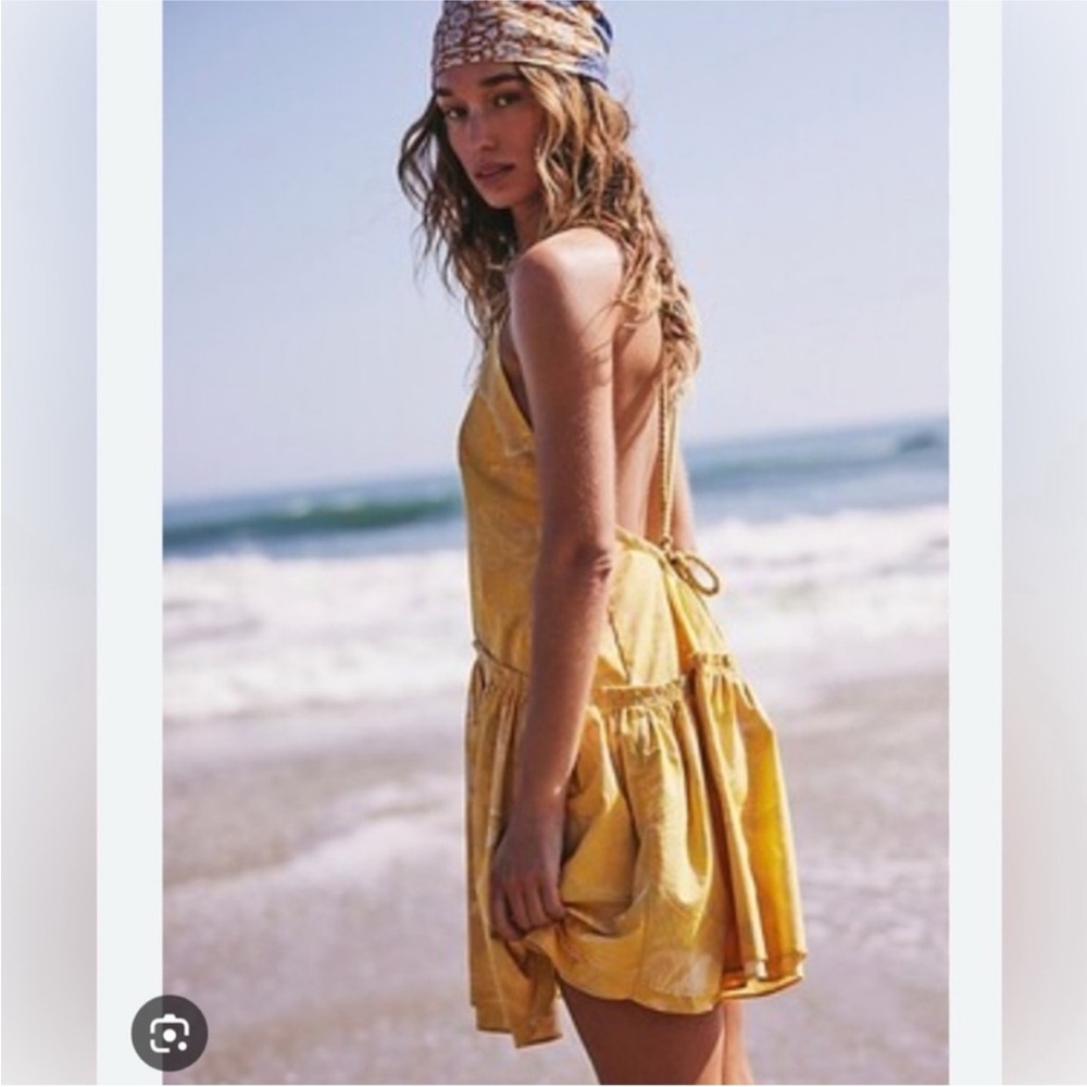 Free People Yellow Backless Dress